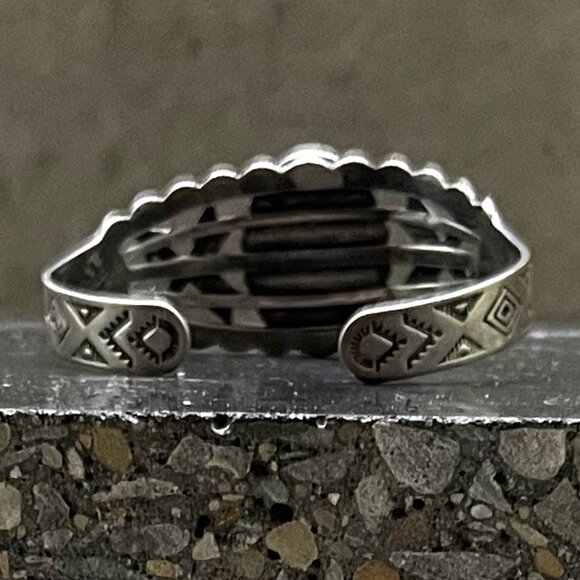 Vintage Native American Sterling Silver Turquoise Open Cuff Bracelet - Picture 3 of 9